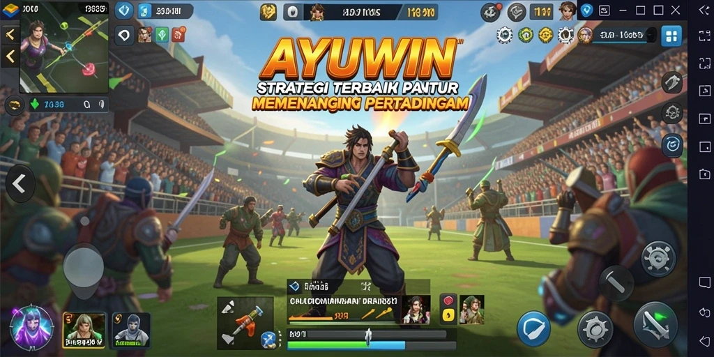 Tampilan gameplay AYUWIN dengan berbagai strategi dan taktik.