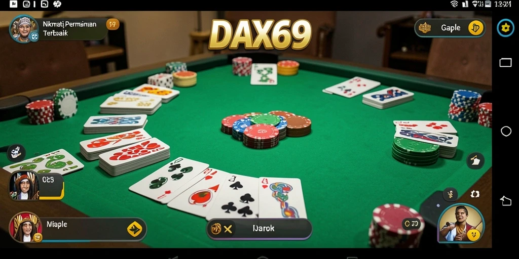 Tampilan screenshot DAX69 menampilkan gameplay Gaple yang seru.