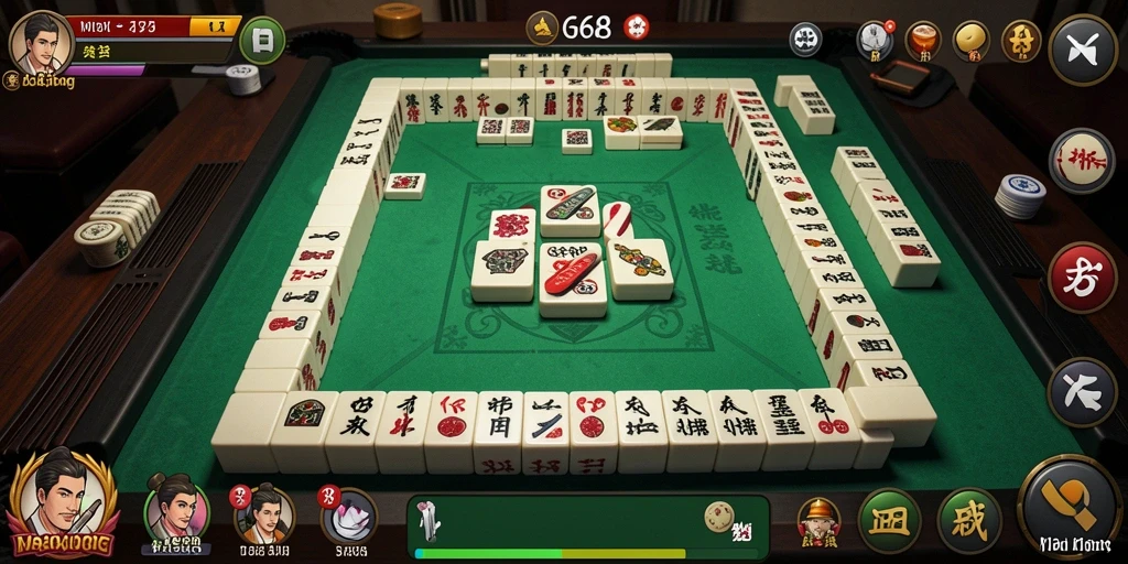 Tampilan gameplay G668 saat menyusun ubin Mahjong.