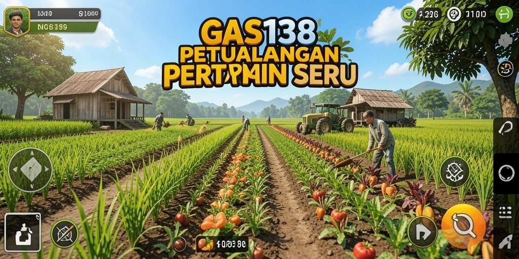 Tampilan gameplay GAS138 dengan aktivitas bertani yang seru.