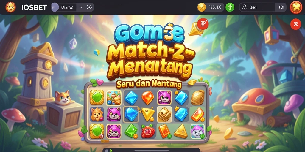 Screenshot menunjukkan gameplay seru dari IOSBET dalam genre Match-3.
