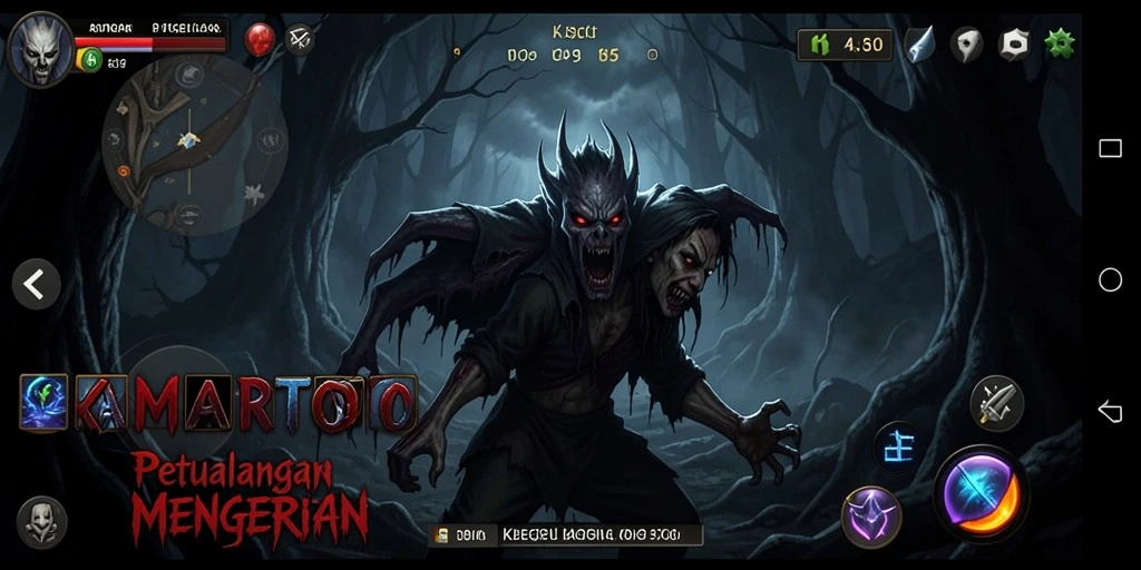 Tangkapan layar gameplay KAMARTOTO menampilkan suasana Horror yang mencekam.