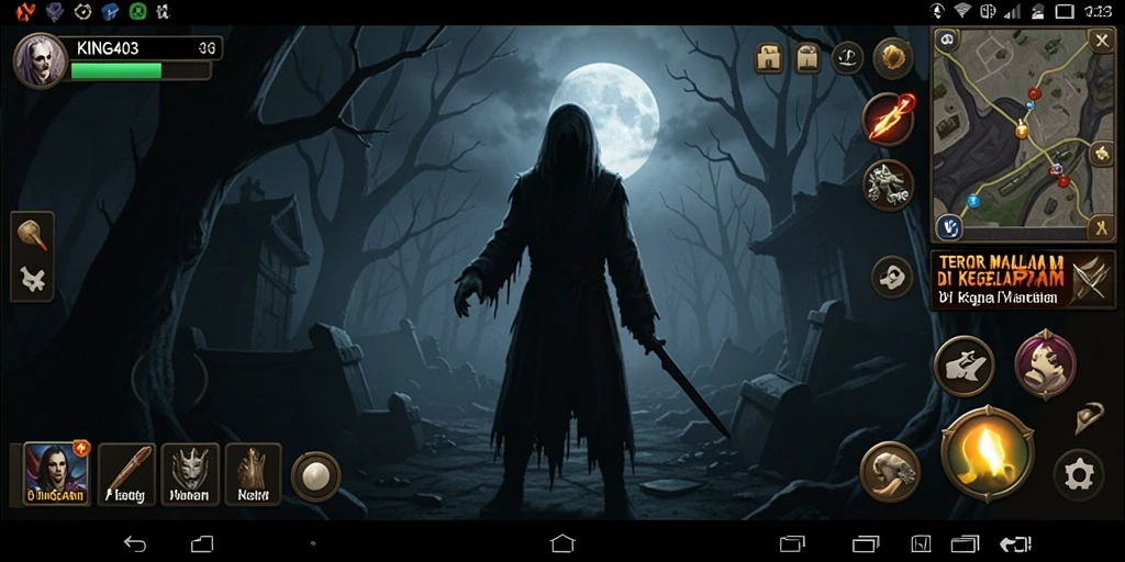 Gameplay KING403 dengan suasana horor yang mencekam dan menakutkan.