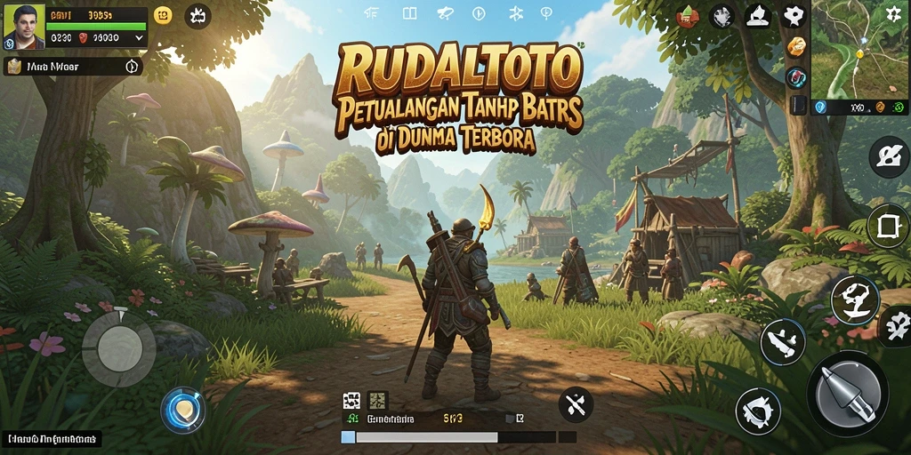 Screenshot gameplay RUDALTOTO menampilkan eksplorasi dunia terbuka yang luas.