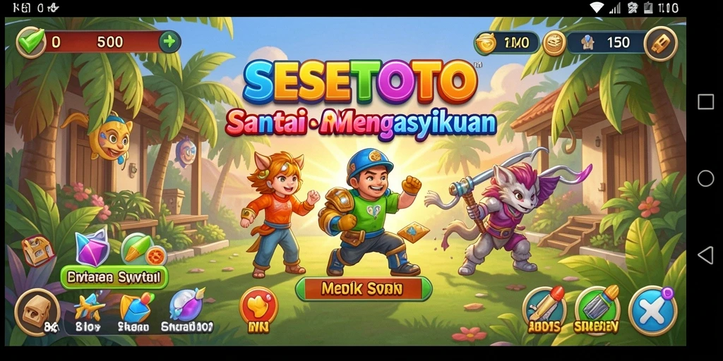 Tampilan gameplay SESETOTO yang cerah dan menyenangkan.